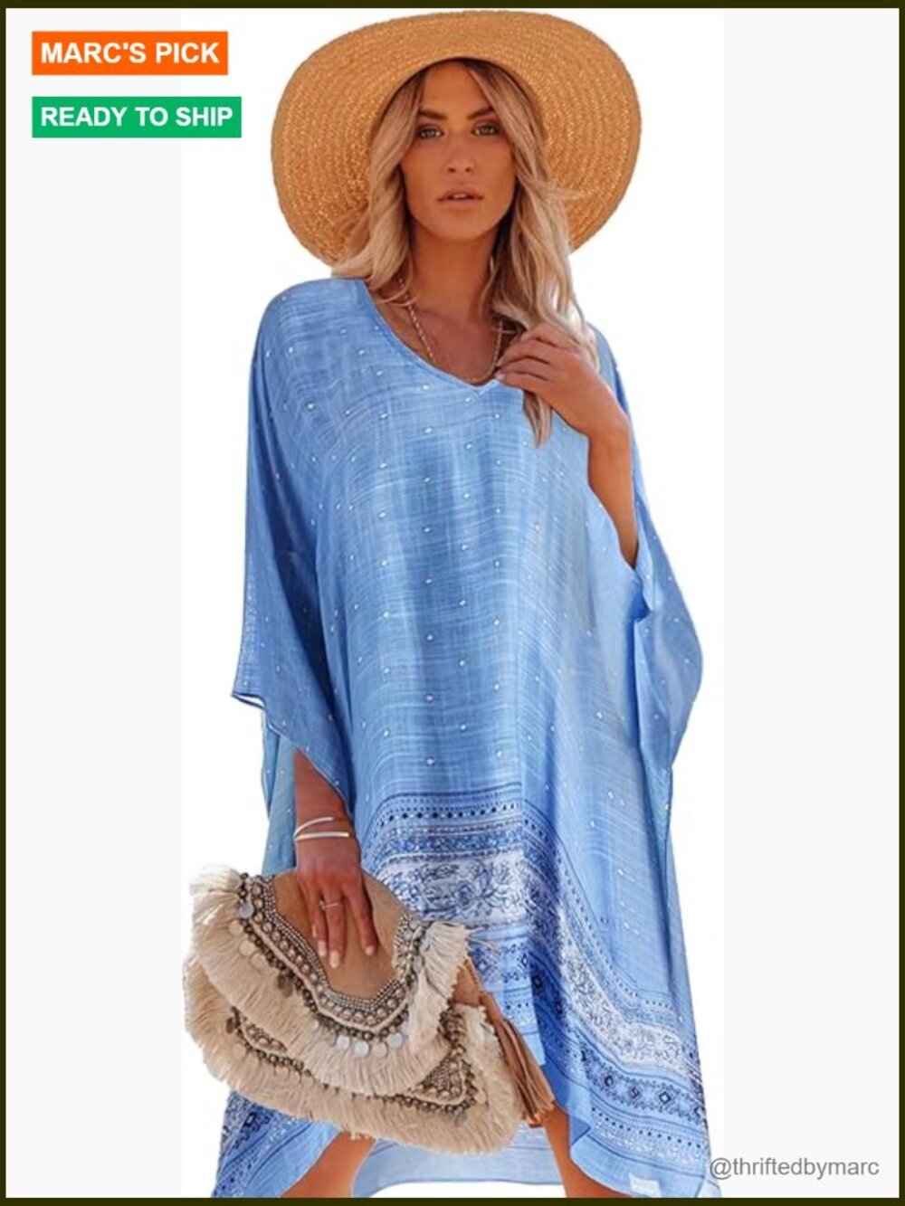 Floral Kaftan Swim Cover Up - Loose Fit Beach Dress